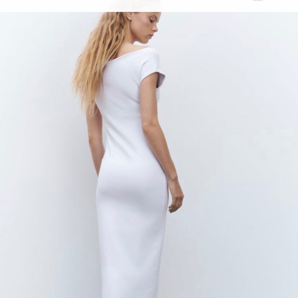 Zara white fitted midi dress -with tags